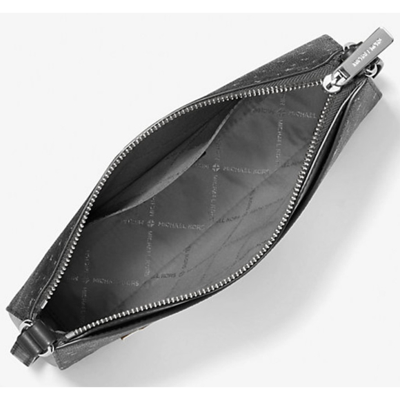 Michael Kors Arden Medium Black Star Print Crossbody Bag with Zip Closure - Picture 3 of 8